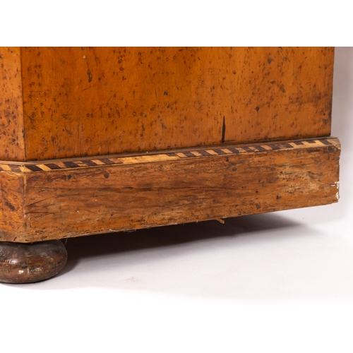 210 - A Victorian birds eye maple and inlaid rectangular chest, late 19th century in the Aesthetic movemen... 