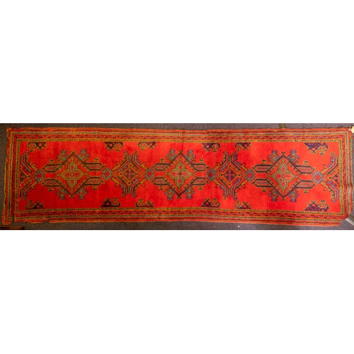 266 - A Turkey rug of traditional design and colours, 244cm x 156cm, also a Turkey runner, 350cm x 93cm, a... 