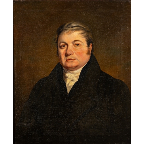 27 - British School (19th Century) - Portrait of a gentleman, half length, wearing a cravat - Oil on canv... 