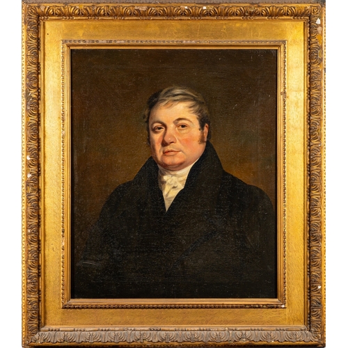 27 - British School (19th Century) - Portrait of a gentleman, half length, wearing a cravat - Oil on canv... 