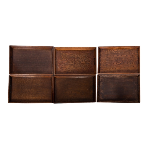 302 - A set of six MOD oak two-handled trays, 51cm x 34.5cm.