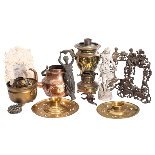 309 - A collection of domestic brass and metalware, 19th and 20th century; including an Ottoman brazier st... 