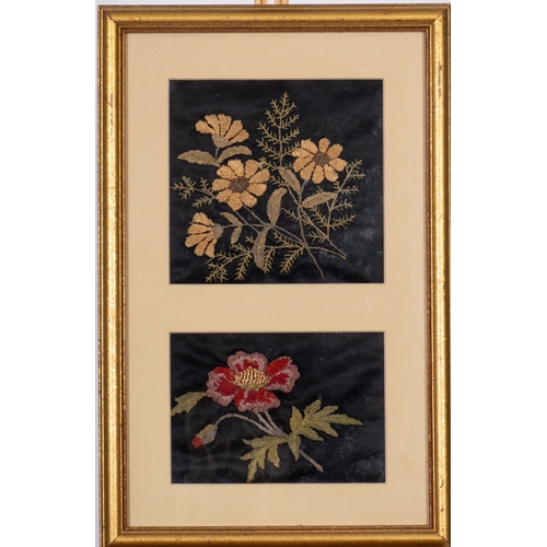 323 - A Victorian gros point needlework picture, depicting a bouquet of floral foliage, 45cm x 53cm in a b... 