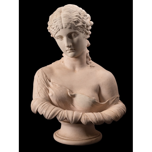 339 - A plaster bust of Clytie, after the Antique held at the British Museum, late 19th Century, on a circ... 