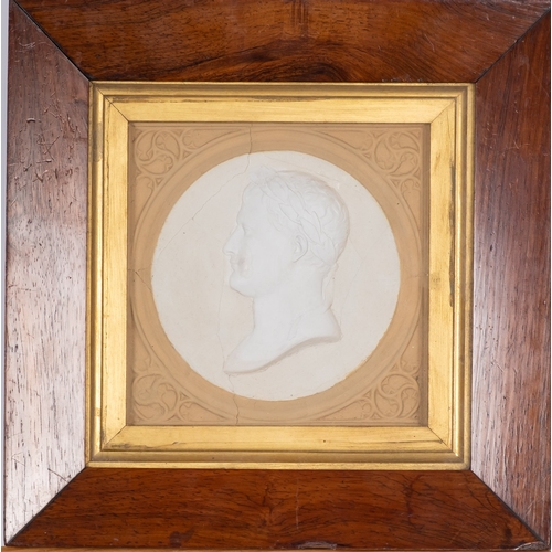 349 - A pair of framed plaster relief portraits of Napoleon and Wellington, 15.5cm x 15.5 cm, together wit... 