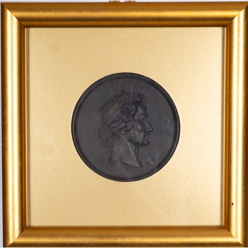 349 - A pair of framed plaster relief portraits of Napoleon and Wellington, 15.5cm x 15.5 cm, together wit... 