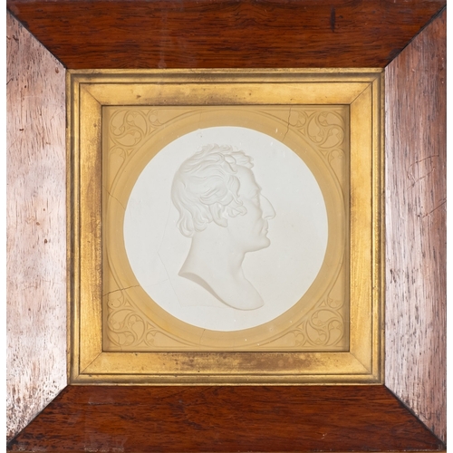 349 - A pair of framed plaster relief portraits of Napoleon and Wellington, 15.5cm x 15.5 cm, together wit... 