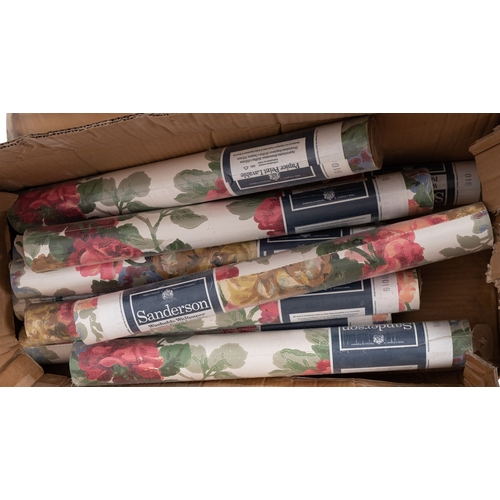 386 - A quantity of Sanderson part used and unused rolls of wallpaper.