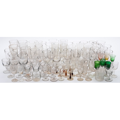 400 - A collection of 19th century and later drinking glasses, including rummers, tumblers and wine glasse... 