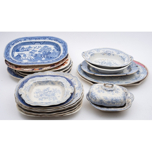 426 - A collection of 19th century and later meat plates and tableware, various makers and patterns.