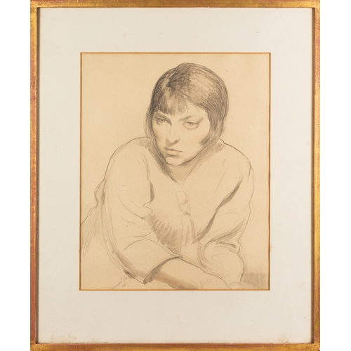 44 - Four various portraits, one by Emmanuel Levy (British, 1900-1986) - Portrait of a young girl - Penci... 