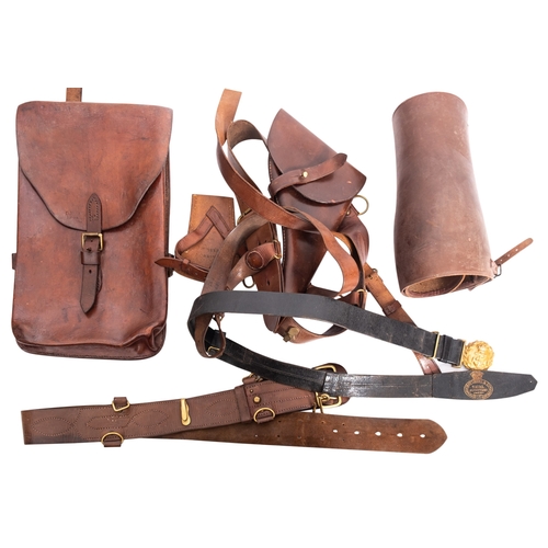 441 - An assortment of military leather items, late 19th / early 20th century; including a pair of gaiters... 