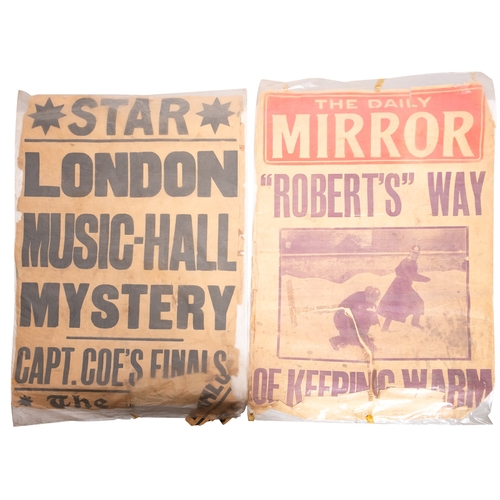 442 - Four various early 20th century newspaper flyers including one for the Daily Mirror dated Friday Nov... 