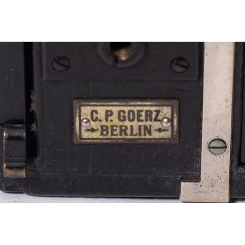 443 - A leather-cased quarter plate camera, maker SP GOERZ, Berlin, fitted 150mm lens in original case wit... 