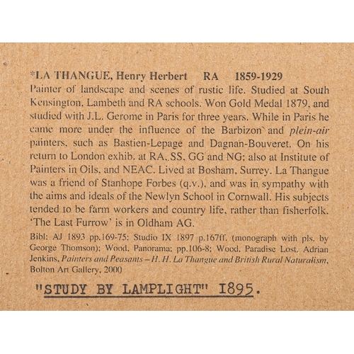 45 - Henry Herbert La Thangue (British,1859-1929) - Study by Lamplight - Oil on board 39 x 49cm -