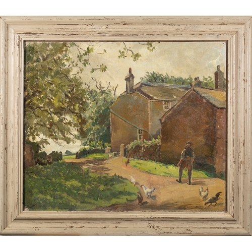 52 - Two landscapes, one by Dorothy Lawson (British, 19th/ 20th Century) - Cornish Farm - Oil on board - ... 