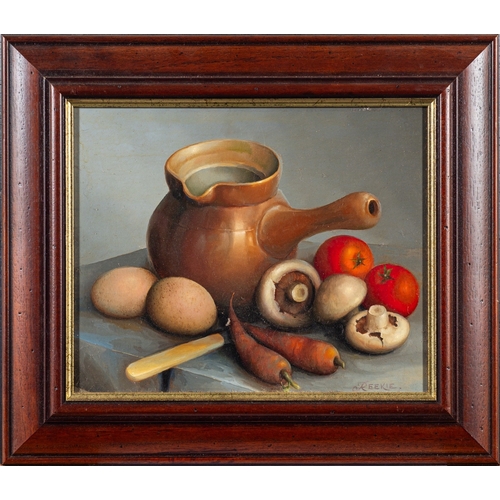 61 - Two still life paintings, one by George Reekie (British, 20th Century) - Still life with carrots, mu... 