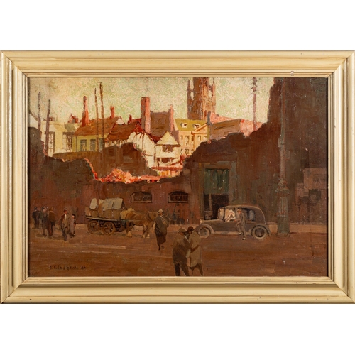 66 - * Edwin Glasgow (British, 1874-1955) Town scene with a ruined building and figures Oil on canvas 50 ... 