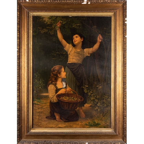 7 - After William-Adolphe Bouguereau (French,1825-1905) - Collecting Hazlenuts - Oleograph - 97 x 68cm