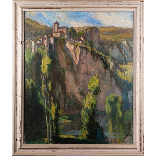 72 - E. Beresford Riley (British, 20th Century) - two landscapes paintings- View of Saint-Cirq-Lapopie, s... 