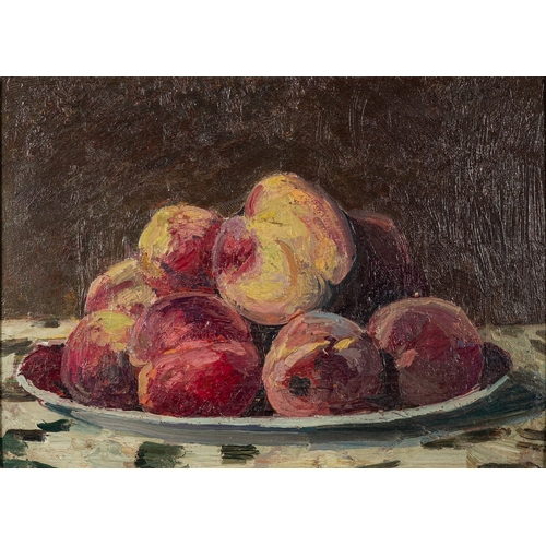 81 - Two still life paintings , one by Inez (?) Herrera (Spanish, 20th Century) -  Still life of red flow... 