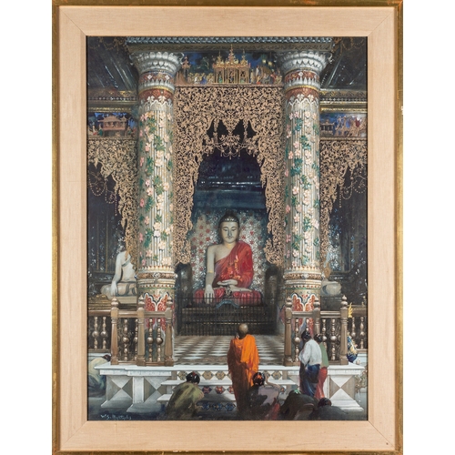 93 - William Spencer Bagdatopoulos (Greek/ American, 1888-1965) - two pictures- Buddhist altars - Two wat... 