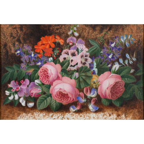 94 - Two still life paintings, one by A. Debuis (French, 19th Century) - Still life with roses and ferns ... 