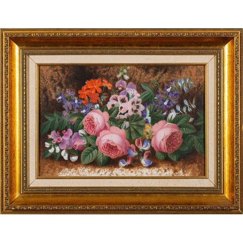 94 - Two still life paintings, one by A. Debuis (French, 19th Century) - Still life with roses and ferns ... 