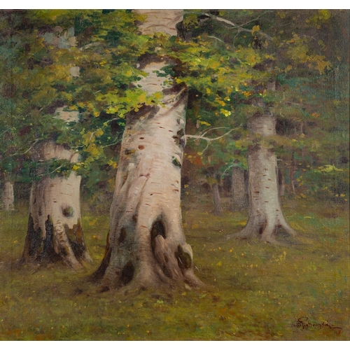 95 - Mieczyslaw Korwin Piotrowski (Polish, 1869 - 1930) - The edge of the wood - Oil on canvas - 87.5 x 9... 