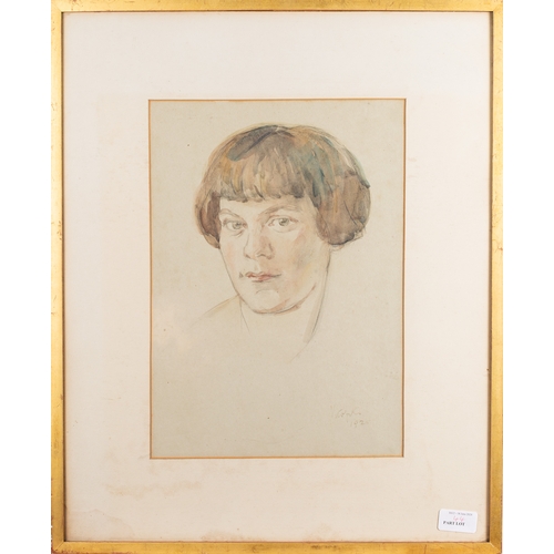 44 - Four various portraits, one by Emmanuel Levy (British, 1900-1986) - Portrait of a young girl - Penci... 