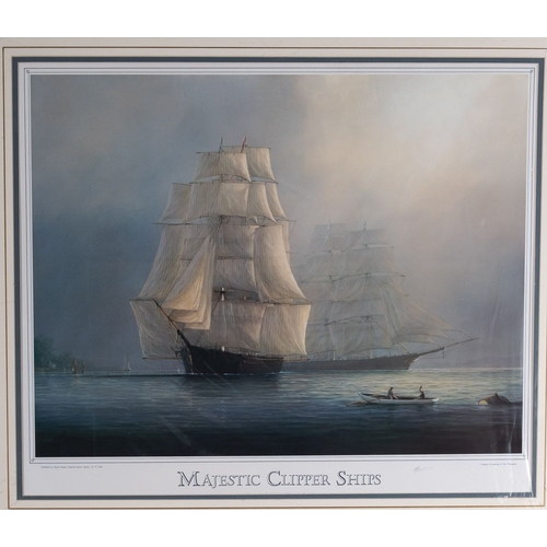 101 - After Tim Thompson (Contemporary) Majestic Clipper Ships Four colour prints Each 47 x 57cm Each sign... 