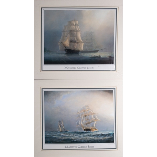 101 - After Tim Thompson (Contemporary) Majestic Clipper Ships Four colour prints Each 47 x 57cm Each sign... 