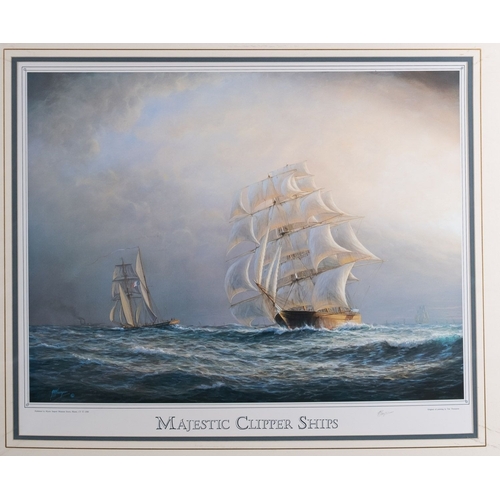 101 - After Tim Thompson (Contemporary) Majestic Clipper Ships Four colour prints Each 47 x 57cm Each sign... 