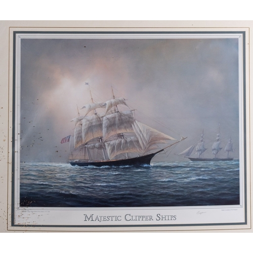 101 - After Tim Thompson (Contemporary) Majestic Clipper Ships Four colour prints Each 47 x 57cm Each sign... 