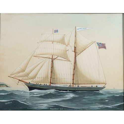 104 - T. S. Willard (19th Century) 'Annie Davey' Bude. Oliver Davey Owner Gouache and watercolour 37.5 x 4... 