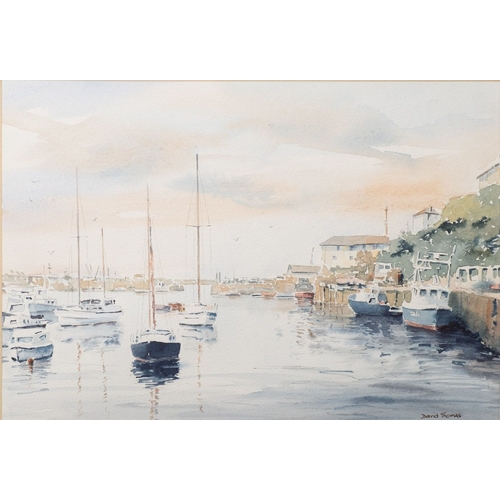 111 - David Thomas (British, 20th Century) Brixham Devon Watercolour 22 x 33cm Signed lower right Together... 