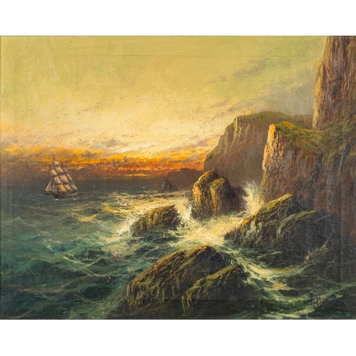 128 - Frank Hider (British, 1861-1933) - High Tide on the Cornish Coast -  On the North Devon Coast - Two ... 