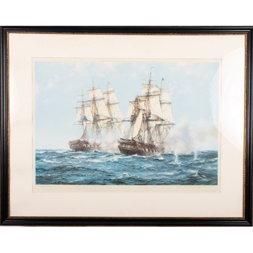 133 - After Montague Dawson (1890-1973) 'The Smoke of Battle. The Gallant Speedy' framed print 61 x 76cm, ... 