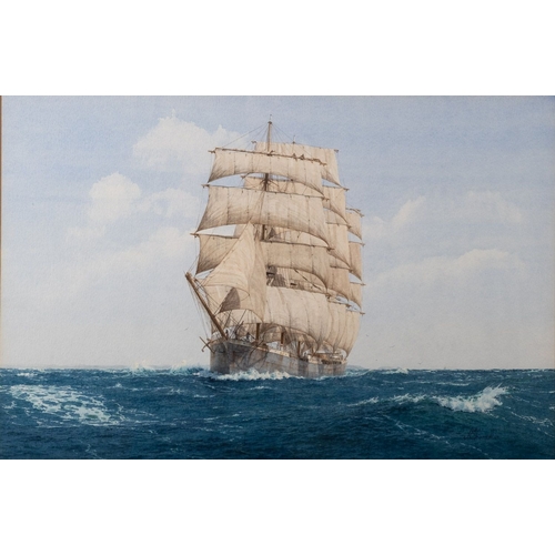 135 - John Chancellor (British, 1925-1984) A slant through the straits: four-master barque 'Lawhill' Water... 