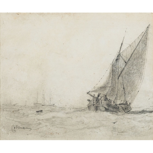 139 - Attributed to John Sell Cotman (British, 1782-1842) - Study of a ship in full sail - Drawing - 18.5 ... 