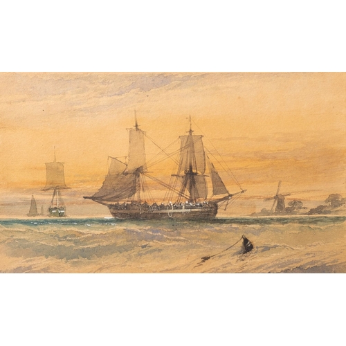 141 - British School, 19th Century HMS Daphne, Saltash, July 1857 Watercolour and ink wash 10 x 17.5cm Ins... 