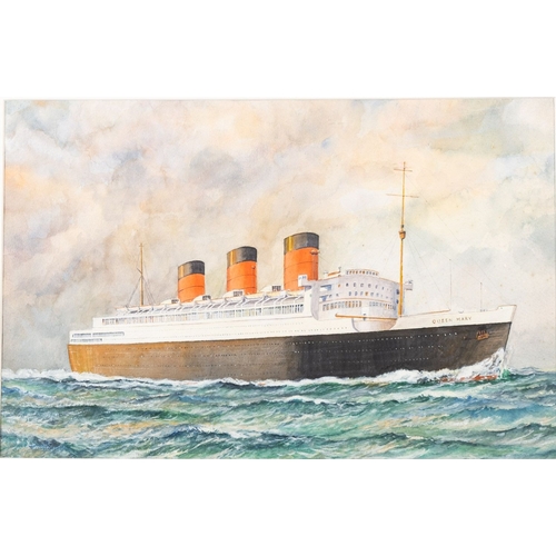 146 - Arthur Herbert Buckland (British, fl. 1893-1927) The liner Queen Mary on the Clyde Watercolour 31 x ... 