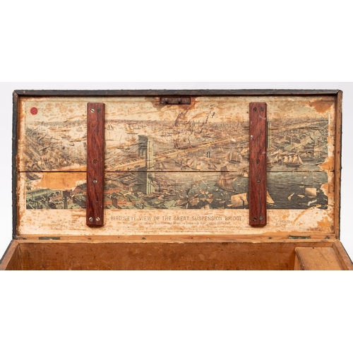 162 - A late 19th/early 20th century pine seaman's chest: the rectangular top with tarred canvas cover, en... 