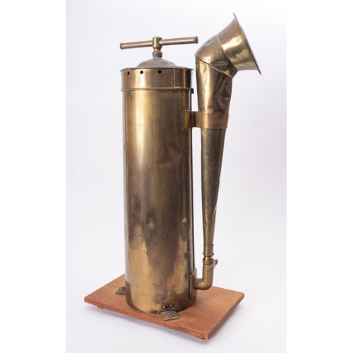 167 - A brass ship's foghorn by Alfred F Genton Ltd, Birmingham:, the dome topped cylindrical case with 'T... 