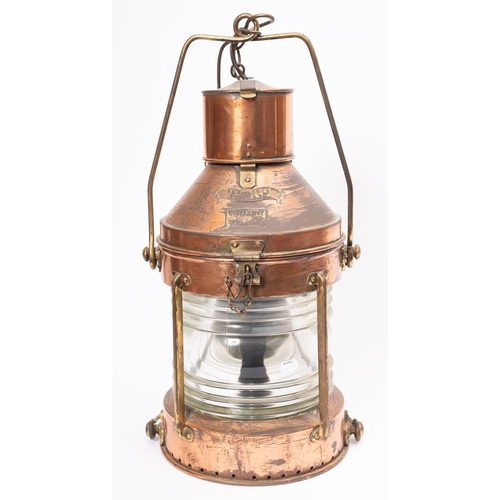 188 - A Meterorite 'Not Under Command' copper and brass lantern, together with a 'Lampads No 1066' copper ... 