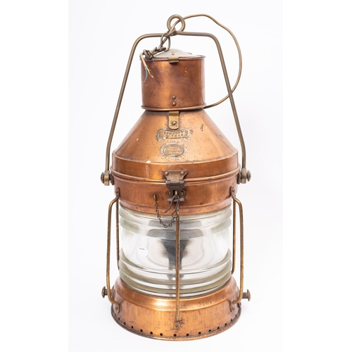 188 - A Meterorite 'Not Under Command' copper and brass lantern, together with a 'Lampads No 1066' copper ... 