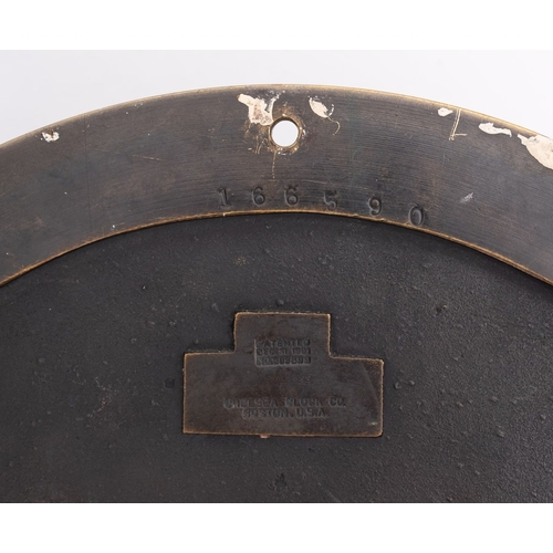 201 - An American brass bulkhead clock, maker 'Chelsea Clock Co, Boston, USA', serial no. '166590' to back... 