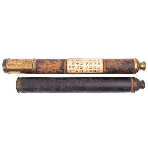 231 - A late 19th century 'Day or Night' single draw telescope,maker T Harris,London, with leather covered... 