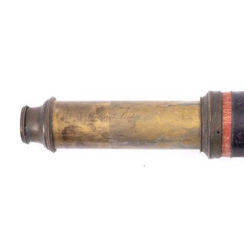 231 - A late 19th century 'Day or Night' single draw telescope,maker T Harris,London, with leather covered... 