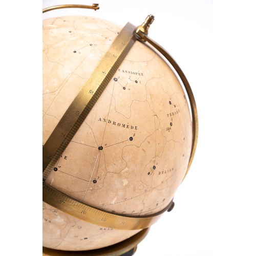 256 - De Manc, Paris. A late 19th/early 20th century 8 inch Navisphere Celestial globe on brass stand, the... 